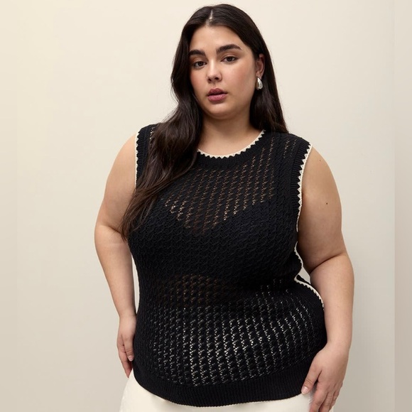 Penningtons Tops - Black Sleeveless Crochet Top